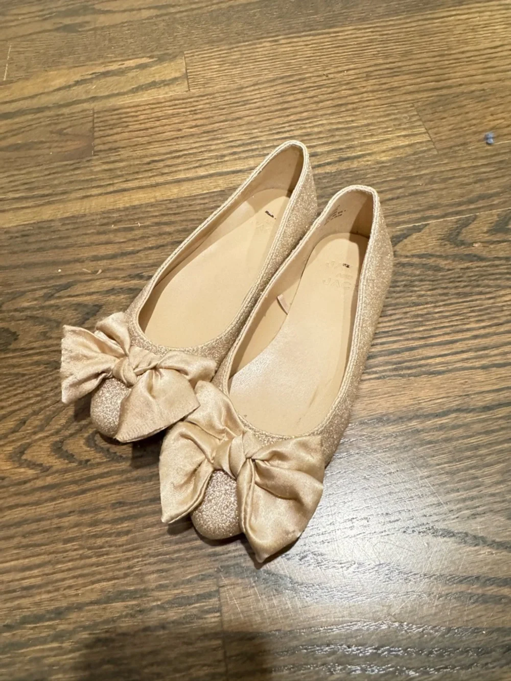 Janie & Jack Toddler Girl‎ Gold Glitter Bow Ballet Flat 10 Formal Wedding Party